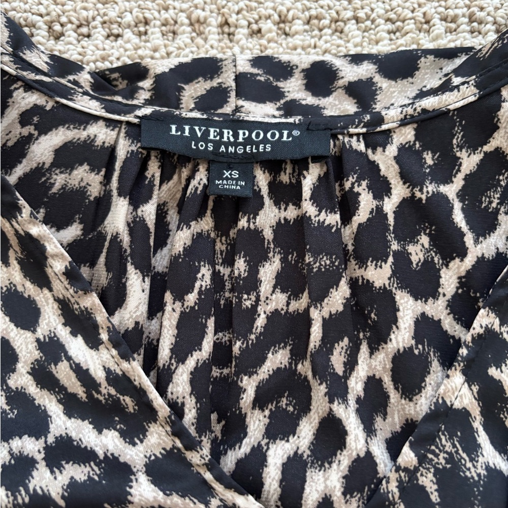 Liverpool Leopard Print Tie Neck Blouse XS - Picture 2 of 4